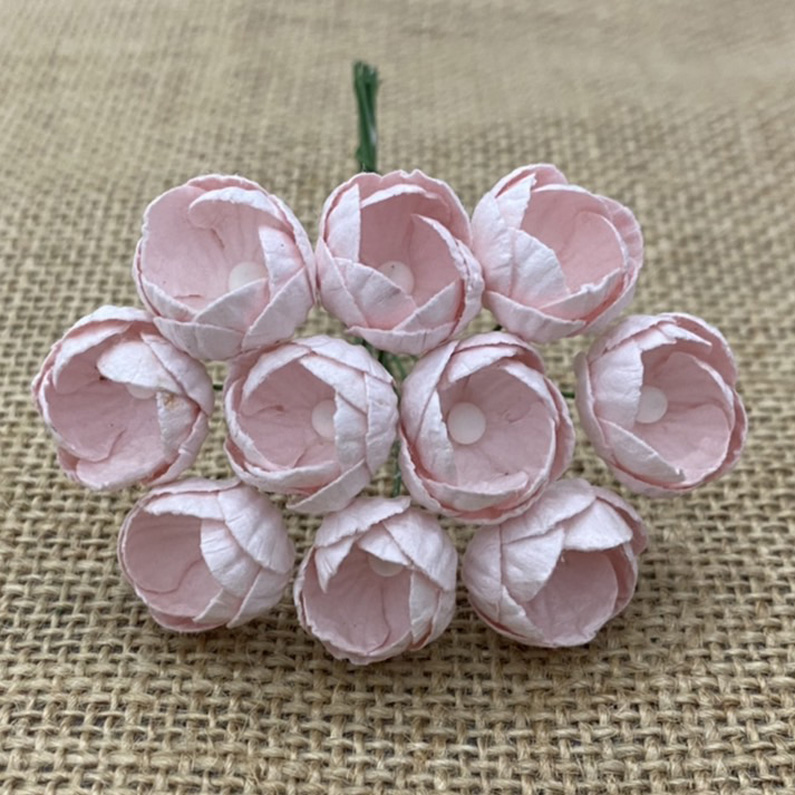 50 PINK MIST MULBERRY PAPER BUTTERCUPS - Click Image to Close